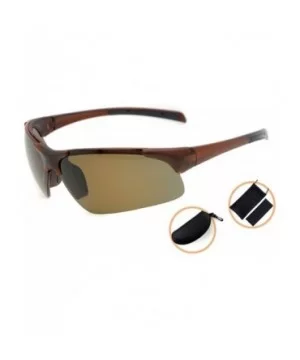 Polycarbonate Half-Rimless Polarized Sport Sunglasses TR90 Unbreakable - Brown/Brown Lens - CX12NUTND4G $19.29 Sport