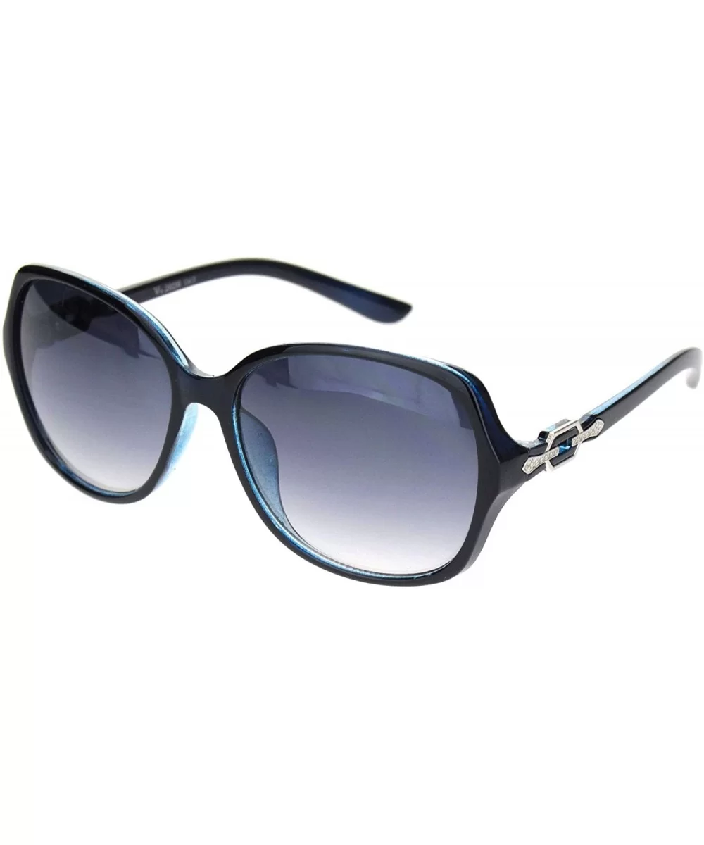 Womens 90s Jewel Chain Buckle Rectangle Butterfly Sunglasses - Black Blue Gradient Black - CI18NWQRMXT $10.07 Butterfly