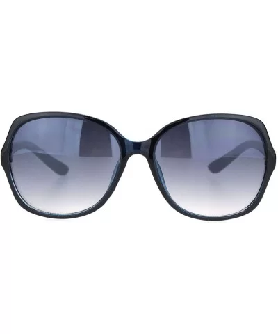 Womens 90s Jewel Chain Buckle Rectangle Butterfly Sunglasses - Black Blue Gradient Black - CI18NWQRMXT $10.07 Butterfly