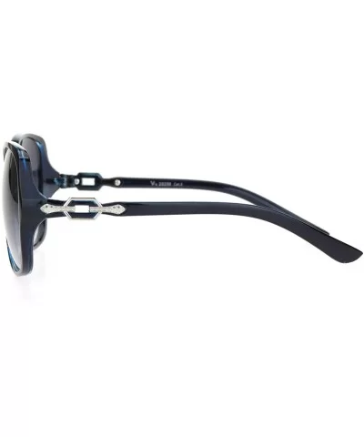 Womens 90s Jewel Chain Buckle Rectangle Butterfly Sunglasses - Black Blue Gradient Black - CI18NWQRMXT $10.07 Butterfly