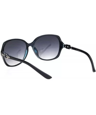 Womens 90s Jewel Chain Buckle Rectangle Butterfly Sunglasses - Black Blue Gradient Black - CI18NWQRMXT $10.07 Butterfly