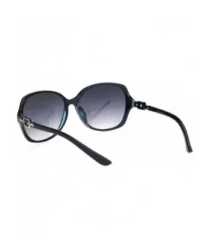 Womens 90s Jewel Chain Buckle Rectangle Butterfly Sunglasses - Black Blue Gradient Black - CI18NWQRMXT $10.07 Butterfly