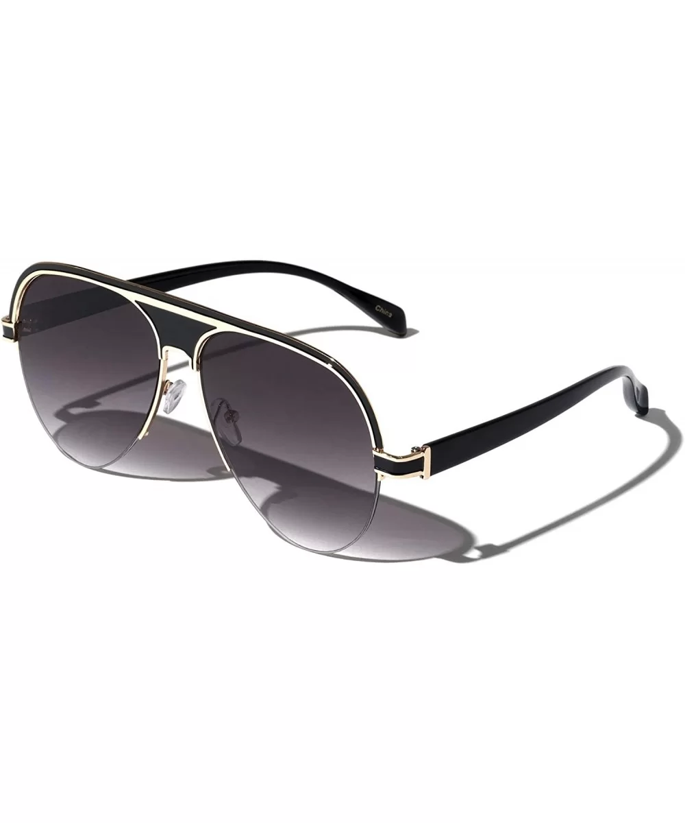 Cincinnati Curved Flat Lens Aviator Sunglasses - Smoke - CZ1972L23HI $11.01 Aviator