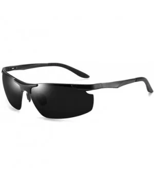 Polarized sunglasses men outdoor sports driving fishing sunglasses mirror glasses - Silver Frame Black Film - CA190MUNL72 $25...