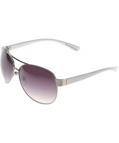 White Premium Aviator Sunglasses UV400 Lens Elegant White Edition - C6114U2DGG1 $8.02 Aviator