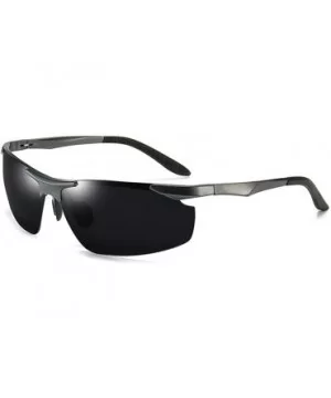 Polarized sunglasses men outdoor sports driving fishing sunglasses mirror glasses - Silver Frame Black Film - CA190MUNL72 $25...