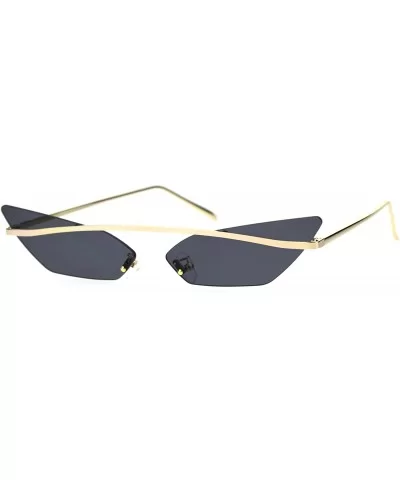 Womens Narrow Half Top Bridge Rim Rimless Cat Eye Sunglasses - Gold Black - C818TYTYZ5S $11.59 Cat Eye