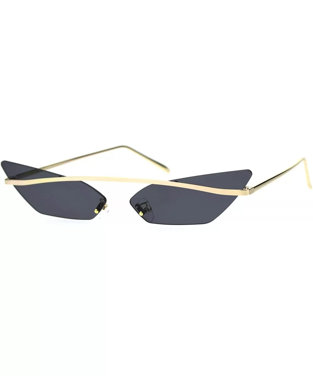 Womens Narrow Half Top Bridge Rim Rimless Cat Eye Sunglasses - Gold Black - C818TYTYZ5S $11.59 Cat Eye