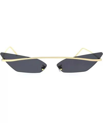 Womens Narrow Half Top Bridge Rim Rimless Cat Eye Sunglasses - Gold Black - C818TYTYZ5S $11.59 Cat Eye