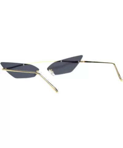 Womens Narrow Half Top Bridge Rim Rimless Cat Eye Sunglasses - Gold Black - C818TYTYZ5S $11.59 Cat Eye