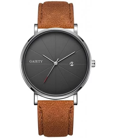 Men's Watches-Men's Fashion Slim Minimalist Watch Analogue Quartz Watches with PU Leather Strap - F - CQ18T9W7K3M $6.67 Sport