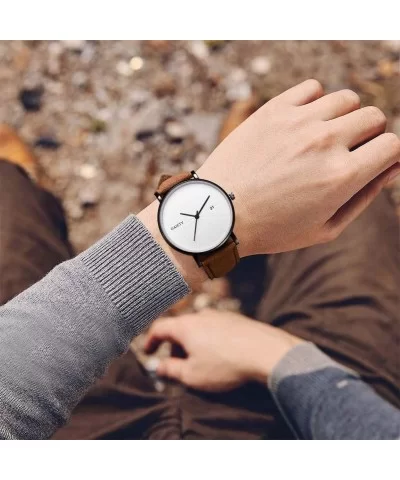 Men's Watches-Men's Fashion Slim Minimalist Watch Analogue Quartz Watches with PU Leather Strap - F - CQ18T9W7K3M $6.67 Sport