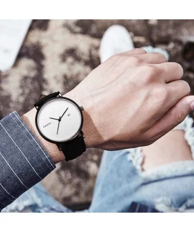 Men's Watches-Men's Fashion Slim Minimalist Watch Analogue Quartz Watches with PU Leather Strap - F - CQ18T9W7K3M $6.67 Sport