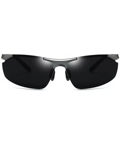 Polarized sunglasses men outdoor sports driving fishing sunglasses mirror glasses - Silver Frame Black Film - CA190MUNL72 $25...