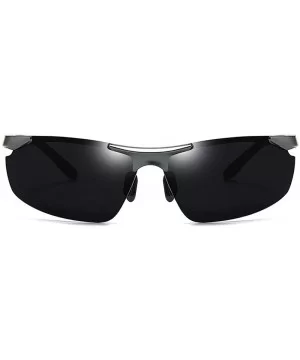 Polarized sunglasses men outdoor sports driving fishing sunglasses mirror glasses - Silver Frame Black Film - CA190MUNL72 $25...