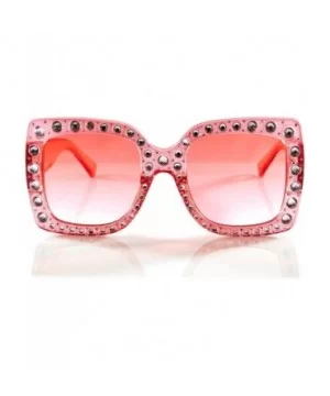 Oversize Designer Crystal Diamond Bold Frame Temple Sunglasses A182 - Pink - C218E3YYQ64 $10.62 Square