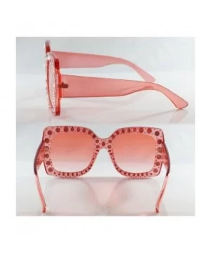 Oversize Designer Crystal Diamond Bold Frame Temple Sunglasses A182 - Pink - C218E3YYQ64 $10.62 Square