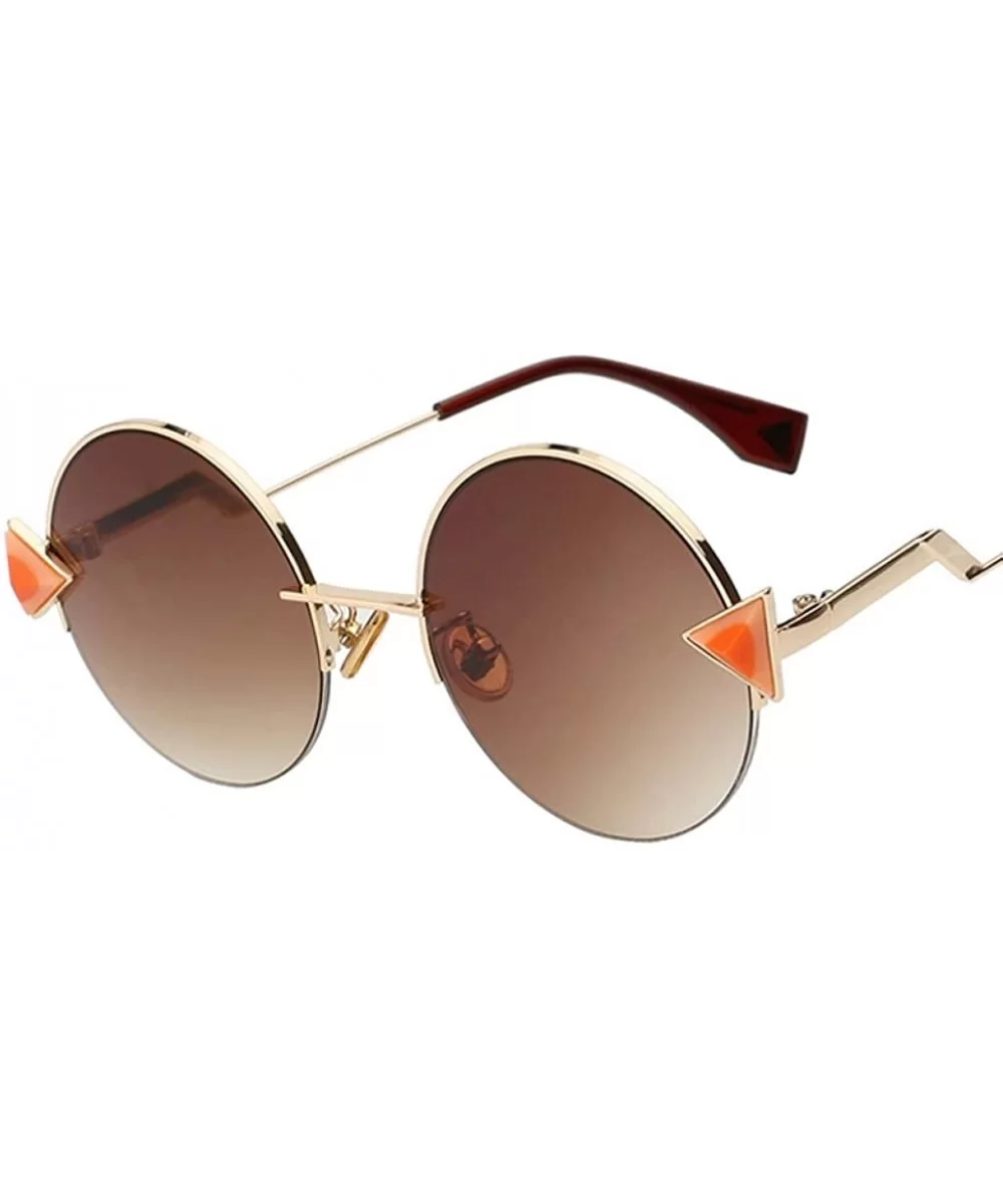 Metal Sunglasses Unique Designer Women Sunglass Fashion Retro Semi Rimless Sunglasses Oculos UV400 - CJ18RKY73YC $13.91 Rimless