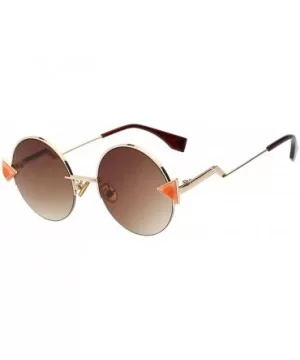 Metal Sunglasses Unique Designer Women Sunglass Fashion Retro Semi Rimless Sunglasses Oculos UV400 - CJ18RKY73YC $13.91 Rimless