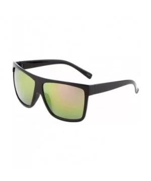 All Black Lemo Super Dark Flat Top Mob Oversized Rectangular Sunglasses (Black - GREEN/YELLOW) - CR184WG3M8X $6.81 Rectangular