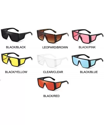 Oversize One Piece Shield Sunglasses Women Luxury Sun Glasses Men Vintage Square Shades UV400 - Black-red - CF198ZXSTME $28.7...