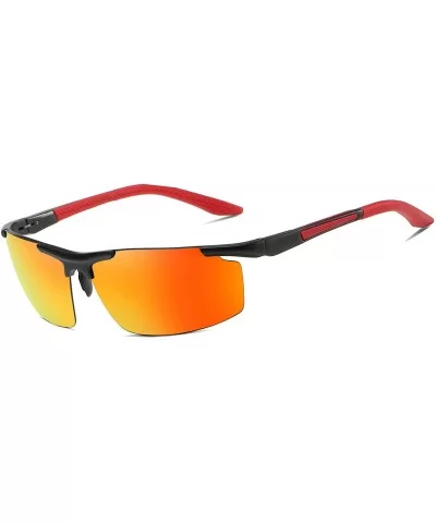 Polarized Sunglasses for Men Rectangular Aluminum Magnesium Frame for Driving Fishing Golf Sport - Red Red - CX18A0RRKGC $9.1...