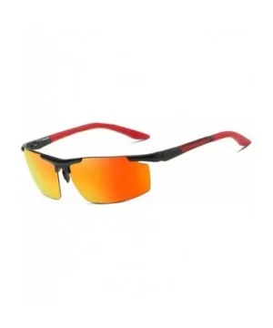 Polarized Sunglasses for Men Rectangular Aluminum Magnesium Frame for Driving Fishing Golf Sport - Red Red - CX18A0RRKGC $9.1...