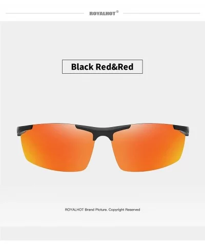 Polarized Sunglasses for Men Rectangular Aluminum Magnesium Frame for Driving Fishing Golf Sport - Red Red - CX18A0RRKGC $9.1...