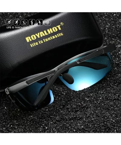 Polarized Sunglasses for Men Rectangular Aluminum Magnesium Frame for Driving Fishing Golf Sport - Red Red - CX18A0RRKGC $9.1...