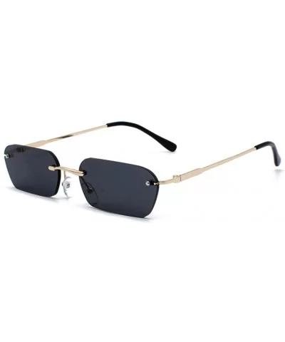 Rimless Rectangle Sunglasses Women Accessories Square Sun Glasses for Men Small - Gold With Black - CS18RRWY8MO $6.86 Rimless