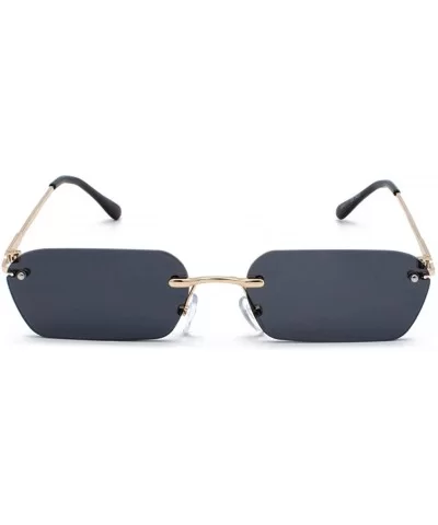 Rimless Rectangle Sunglasses Women Accessories Square Sun Glasses for Men Small - Gold With Black - CS18RRWY8MO $6.86 Rimless