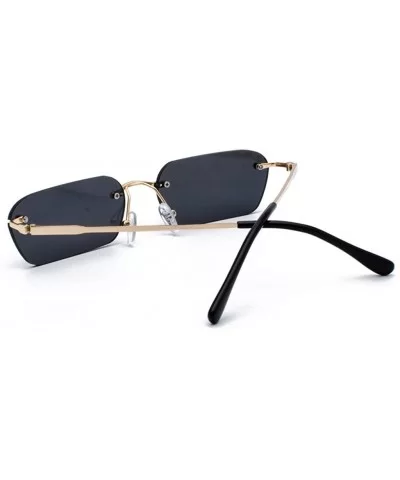 Rimless Rectangle Sunglasses Women Accessories Square Sun Glasses for Men Small - Gold With Black - CS18RRWY8MO $6.86 Rimless