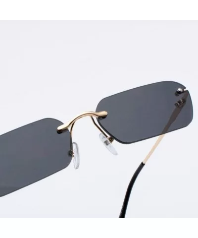 Rimless Rectangle Sunglasses Women Accessories Square Sun Glasses for Men Small - Gold With Black - CS18RRWY8MO $6.86 Rimless