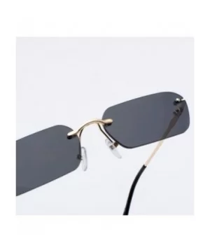 Rimless Rectangle Sunglasses Women Accessories Square Sun Glasses for Men Small - Gold With Black - CS18RRWY8MO $6.86 Rimless