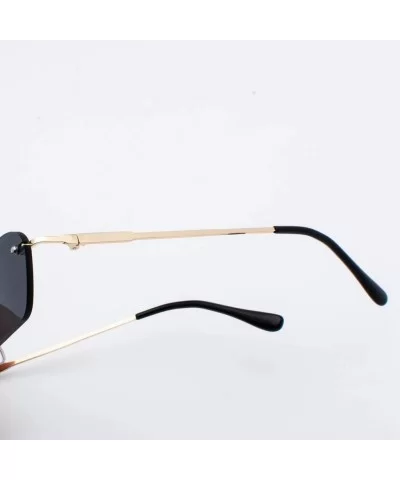 Rimless Rectangle Sunglasses Women Accessories Square Sun Glasses for Men Small - Gold With Black - CS18RRWY8MO $6.86 Rimless