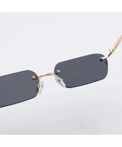 Rimless Rectangle Sunglasses Women Accessories Square Sun Glasses for Men Small - Gold With Black - CS18RRWY8MO $6.86 Rimless