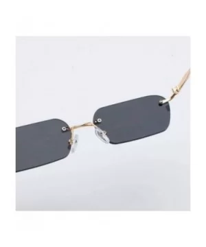 Rimless Rectangle Sunglasses Women Accessories Square Sun Glasses for Men Small - Gold With Black - CS18RRWY8MO $6.86 Rimless