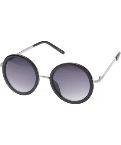 Binoculars Round Fashion Sunglasses - Black-silver - CJ11OJZA31T $7.34 Round