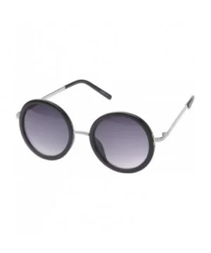 Binoculars Round Fashion Sunglasses - Black-silver - CJ11OJZA31T $7.34 Round