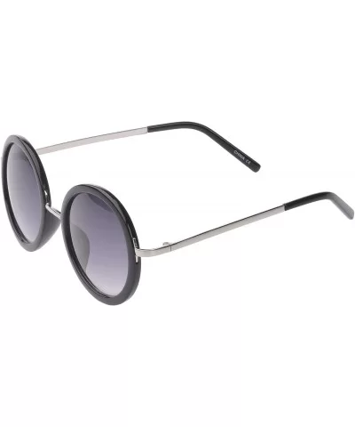 Binoculars Round Fashion Sunglasses - Black-silver - CJ11OJZA31T $7.34 Round