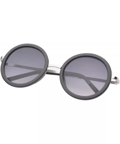 Binoculars Round Fashion Sunglasses - Black-silver - CJ11OJZA31T $7.34 Round