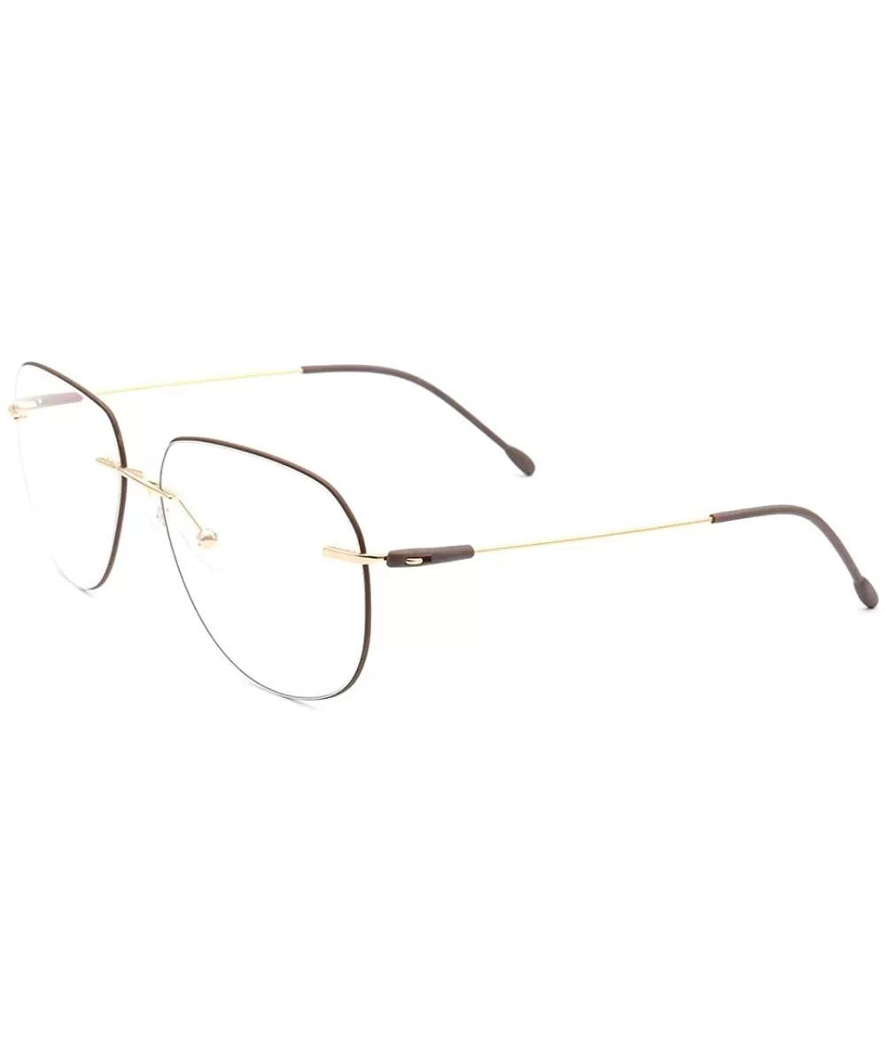 Classic Rimless Shielded Aviator Composite Materials Eyeglass Frames - Brown - C418Q3MZG0O $18.52 Aviator