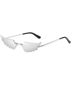 Man Women Wing Shape Sunglasses Glasses Shades Vintage Retro Unisex Classic - Silver - CS1905ZQ0ZQ $5.54 Square