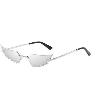 Man Women Wing Shape Sunglasses Glasses Shades Vintage Retro Unisex Classic - Silver - CS1905ZQ0ZQ $5.54 Square