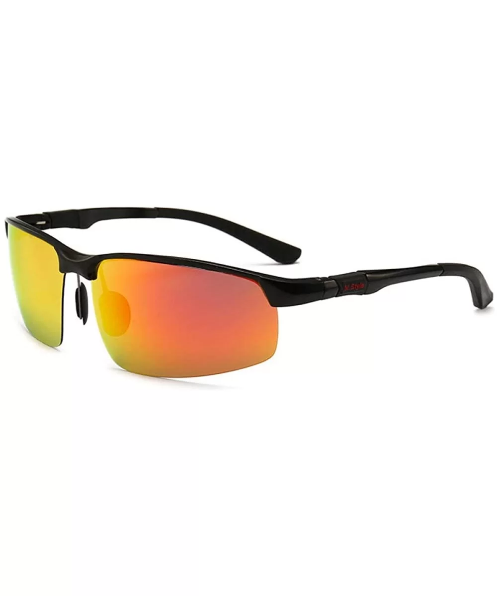 Glasses driving sunglasses aluminum magnesium polarized sunglasses men's sports glasses - Black-orange - CR190MZR874 $23.42 O...