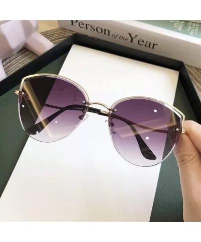 Oval Sunglasses for Women Metal Shades Driving UV400 - Blue Pink - CI1902SNCO2 $8.09 Oval