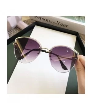 Oval Sunglasses for Women Metal Shades Driving UV400 - Blue Pink - CI1902SNCO2 $8.09 Oval