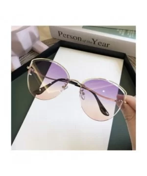 Oval Sunglasses for Women Metal Shades Driving UV400 - Blue Pink - CI1902SNCO2 $8.09 Oval