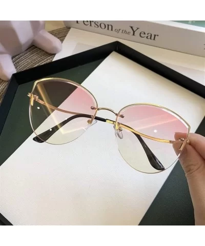 Oval Sunglasses for Women Metal Shades Driving UV400 - Blue Pink - CI1902SNCO2 $8.09 Oval