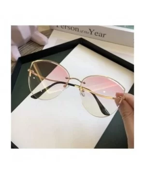 Oval Sunglasses for Women Metal Shades Driving UV400 - Blue Pink - CI1902SNCO2 $8.09 Oval